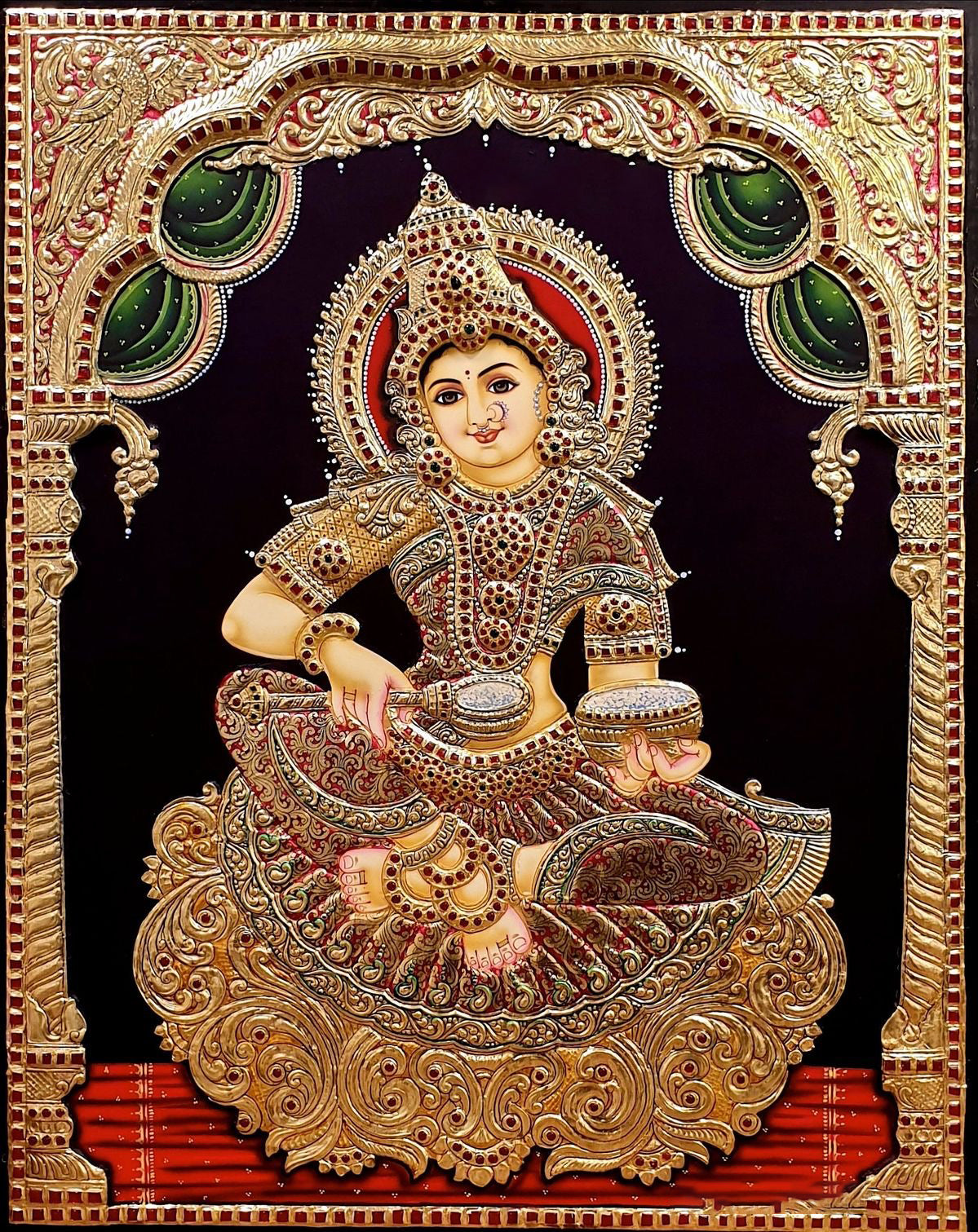 Graceful Goddess Lakshmi Tanjore Painting
