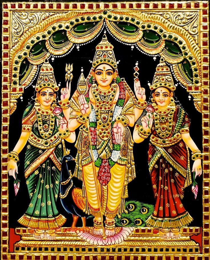 Lord Murugan with Valli and Deivanai
