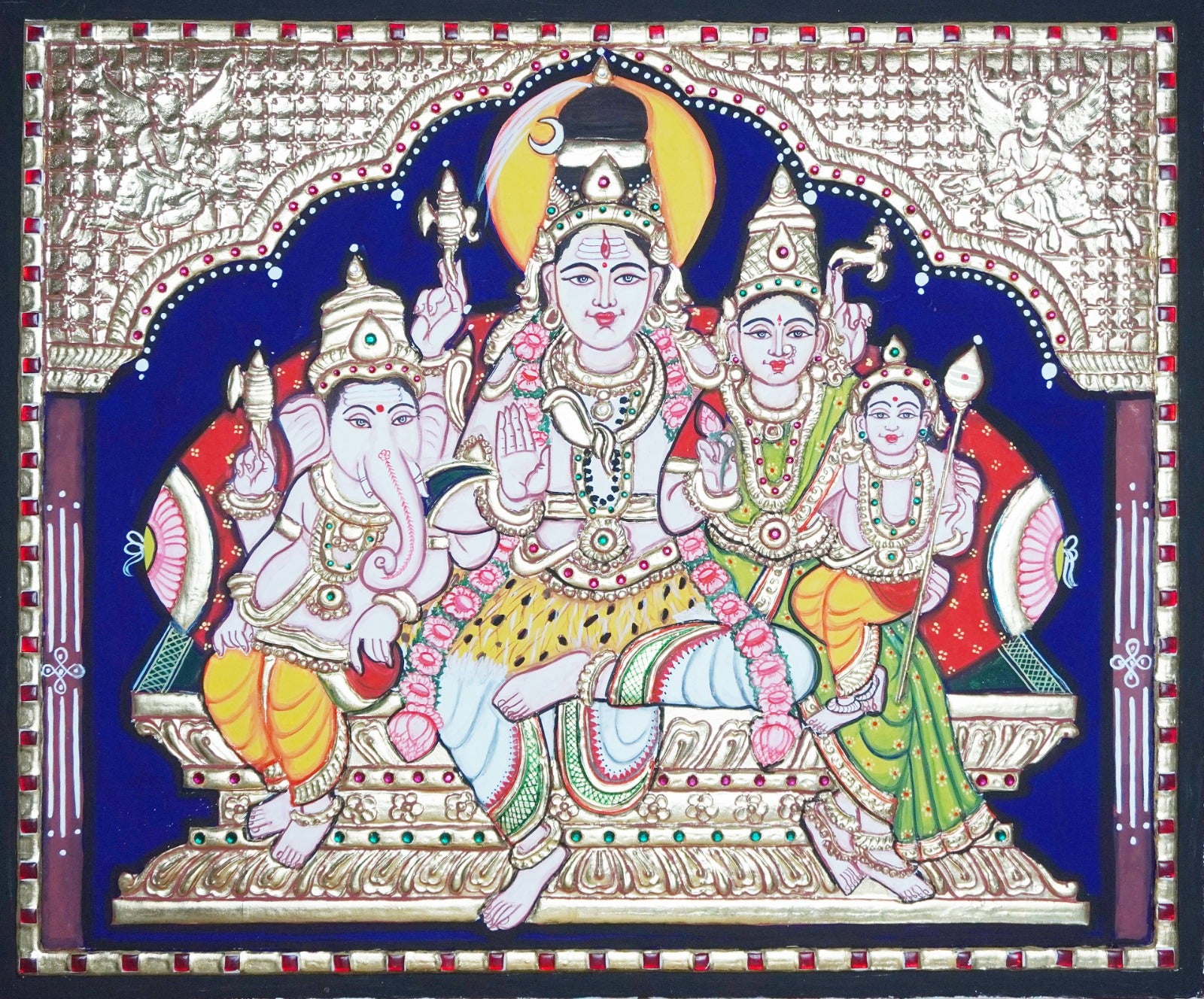 Goddess Shiva Family Thanjavur painting