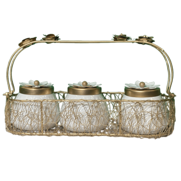 13-Inch Basket, 3-Inch Tray, and 4-Inch Jars